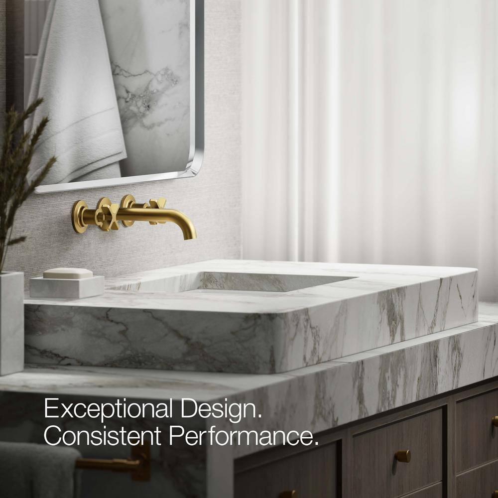 Vibrant Brushed Brass Wall-Mount Bathroom Faucet Set