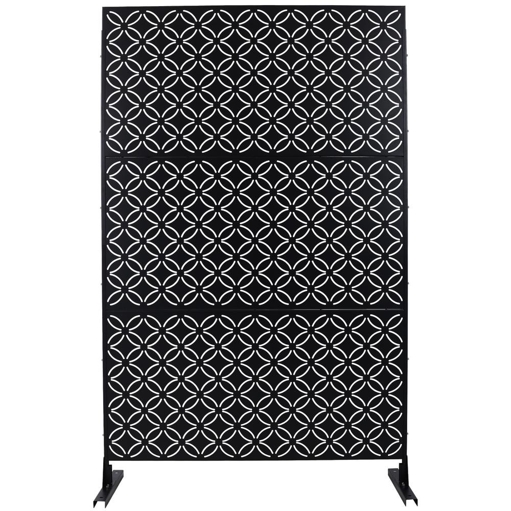 6.3 ft. x 4 ft. Black Steel Freestanding Flat Flat Top Decorative Privacy Screen Metal Fence Panel price history on PriceWatchPro