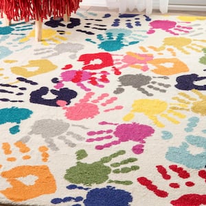 Pinkie Handprint Playmat Multi 5 ft. x 8 ft. Area Rug