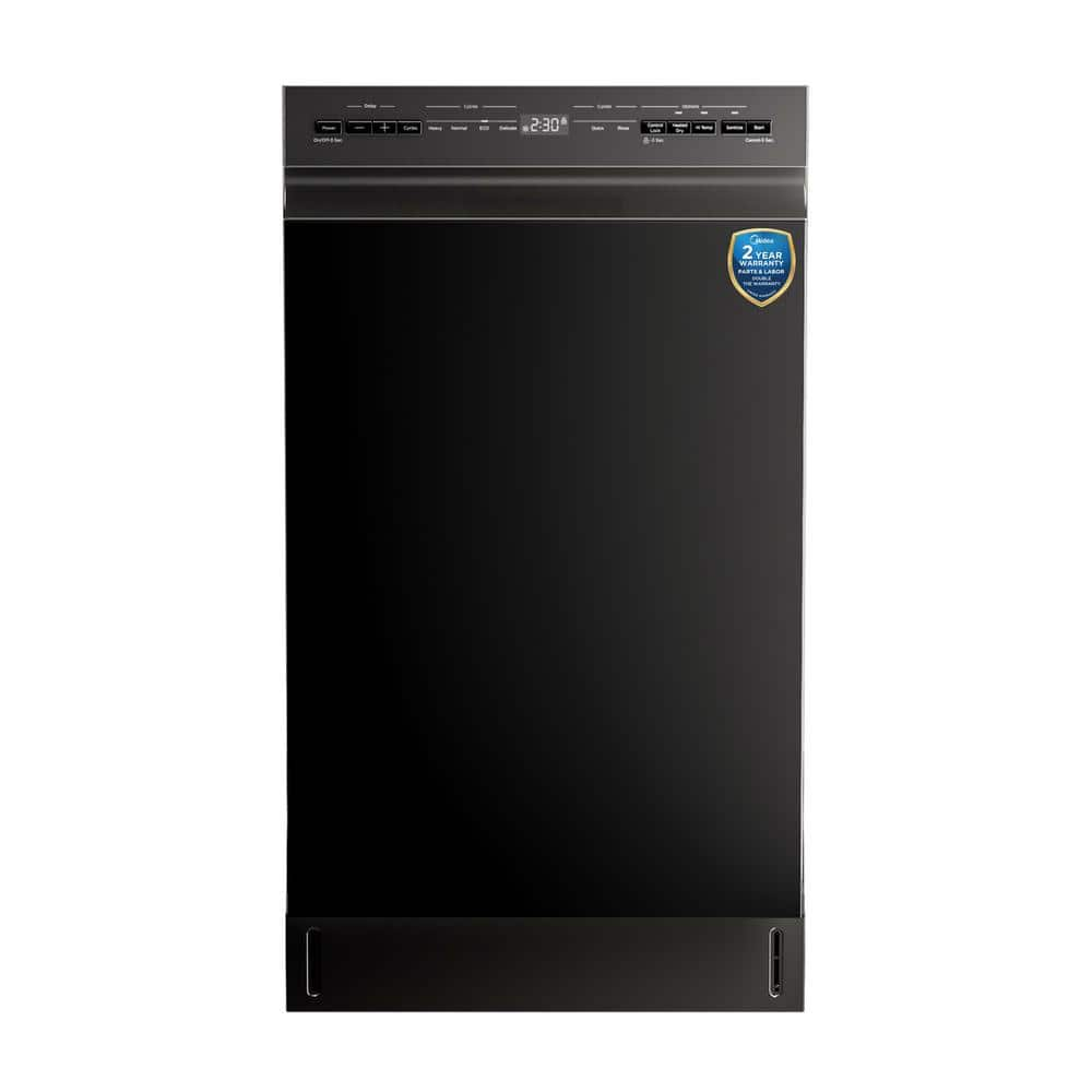 Midea 18 in. Front Control Built-In Dishwasher in Black with 6-Cycles, Stainless Steel Tub, Heated Dry, ENERGY STAR, 52 dBA