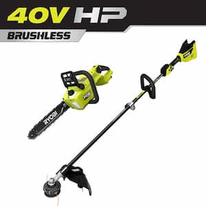 40V HP Brushless Cordless Carbon Fiber Shaft Attachment Capable String Trimmer and 14 in. Brushless Chainsaw (Tool-Only)