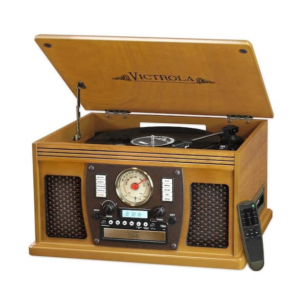 Victrola 8-in-1 Bluetooth Record Player with USB Recording in Oak