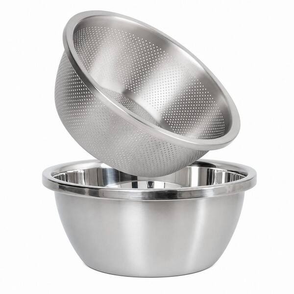 Microporous Design 304 Stainless Steel Colander Set of 2, 2 qt. Large Capacity for Vegetable Fruit Rice Pasta Draining