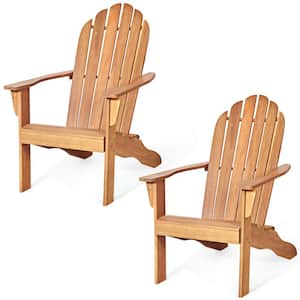 Natural 2-Pieces Wooden Classic Adirondack Outdoor Patio Chair Lounge Chair
