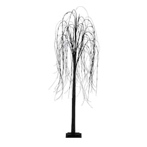 6 ft. Pre-Lit Black Willow Artificial Tree with 160 Orange and Purple LED Lights