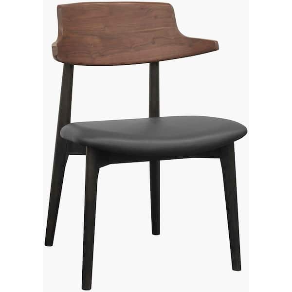 Livabliss Shaun Modern Dining Chair, Black/Brown, 30 in. H x 21 in. W x 21 in. D, 30 in. H x 21 in. W x 21 in. D