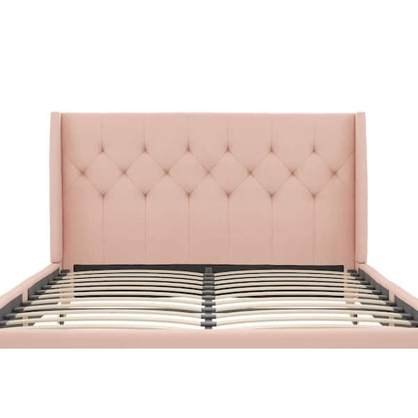 Novogratz Her Majesty Pink Linen Full Upholstered Bed 4135729N