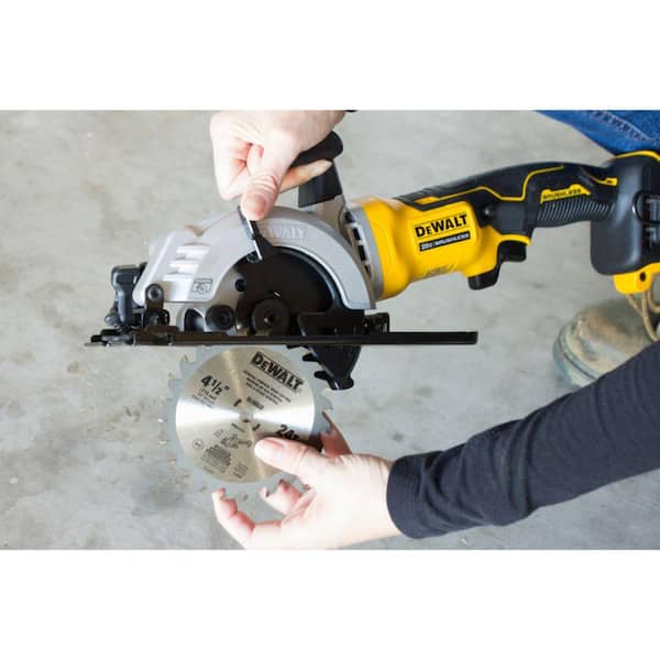 DEWALT ATOMIC 20V MAX Cordless Brushless 4-1/2 in. Circular Saw and ATOMIC -1/2 in. 24-Tooth Circular Saw Blade (Tools Only) DCS571BW412TCT The Home  Depot