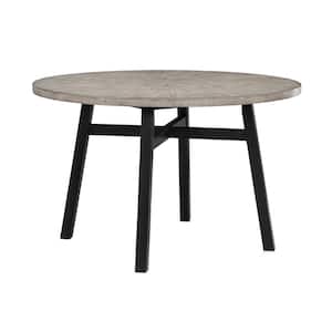 48 in. Black and Brown Wood Top 4 Legs Dining Table (Seat of 4)