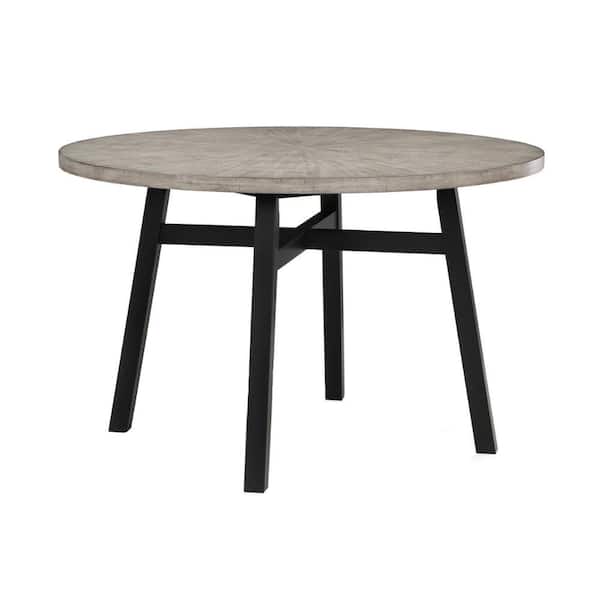 Benjara 48 in. Black and Brown Wood Top 4 Legs Dining Table (Seat of 4)