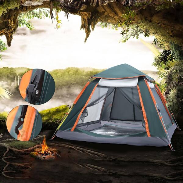 Fietstaxi Interactie Luchtvaartmaatschappijen YIYIBYUS 4-Person Outdoor Camping Waterproof Automatic Instant Pop Up Tent,  Green and Orange HW-YC738-928 - The Home Depot