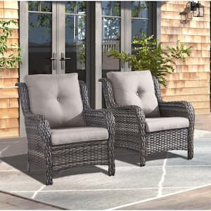 Carolina Gray Wicker Outdoor Chair with Gray Cushions