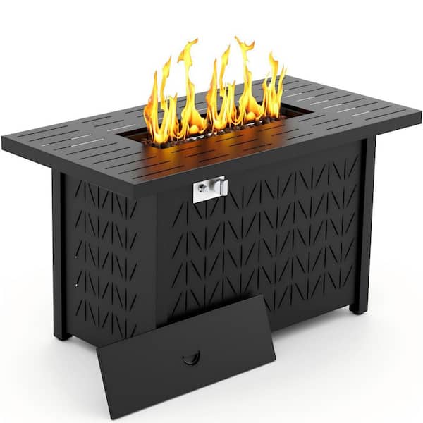 43 in. 50000BTU Propane Fire Pit Table Modern Outdoor Gas Fire Table with Fire Rocks