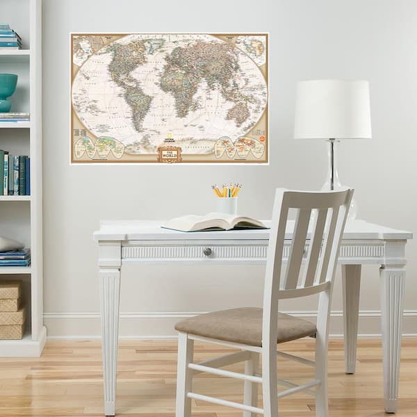 WallPops Neutral National Geographic World Dry Erase Map Decal