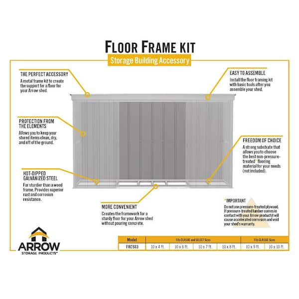 Arrow 10 Ft X 8 Floor Frame Kit