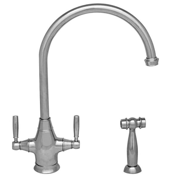Whitehaus Collection Queenhaus 2-Handle Standard Kitchen Faucet with Side Sprayer in Polished Chrome