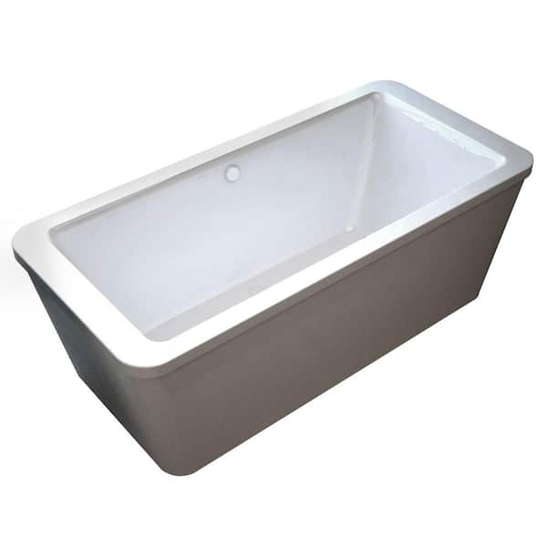 Universal Tubs Carnel 5.6 ft. Acrylic Center Drain Rectangular Bathtub in White
