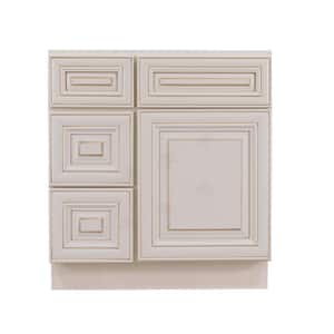 Princeton Assembled 30 in. x 21 in. x 33 in. Bath Vanity Sink-Base Cabinet with 1 Door 2 Left Drawers in Creamy White