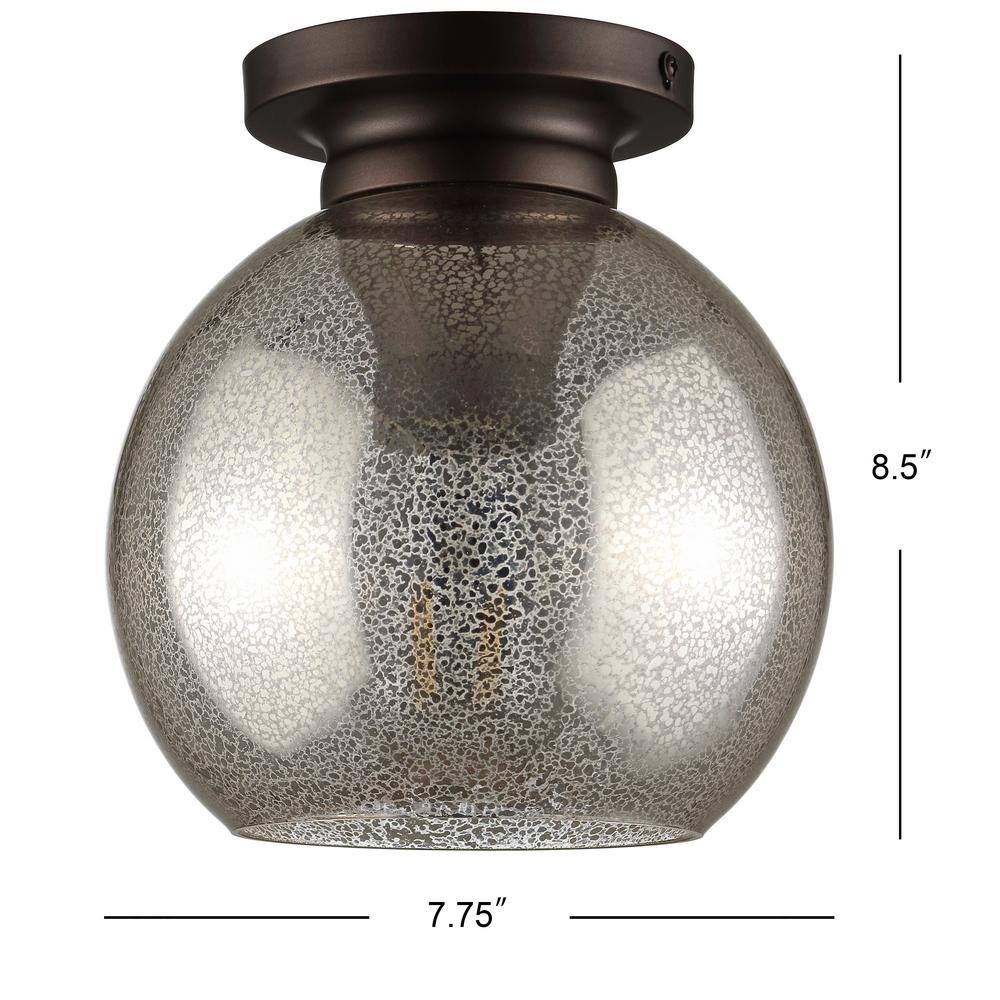 Mercury Silver Glass Dome LED Flush Mount Ceiling Light