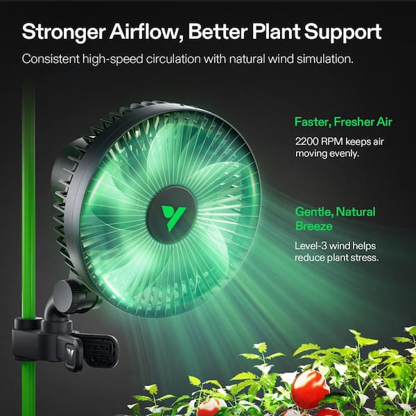 VIVOSUN AeroWave 6 in. Auto Oscillating Clip Desk Fan in Black