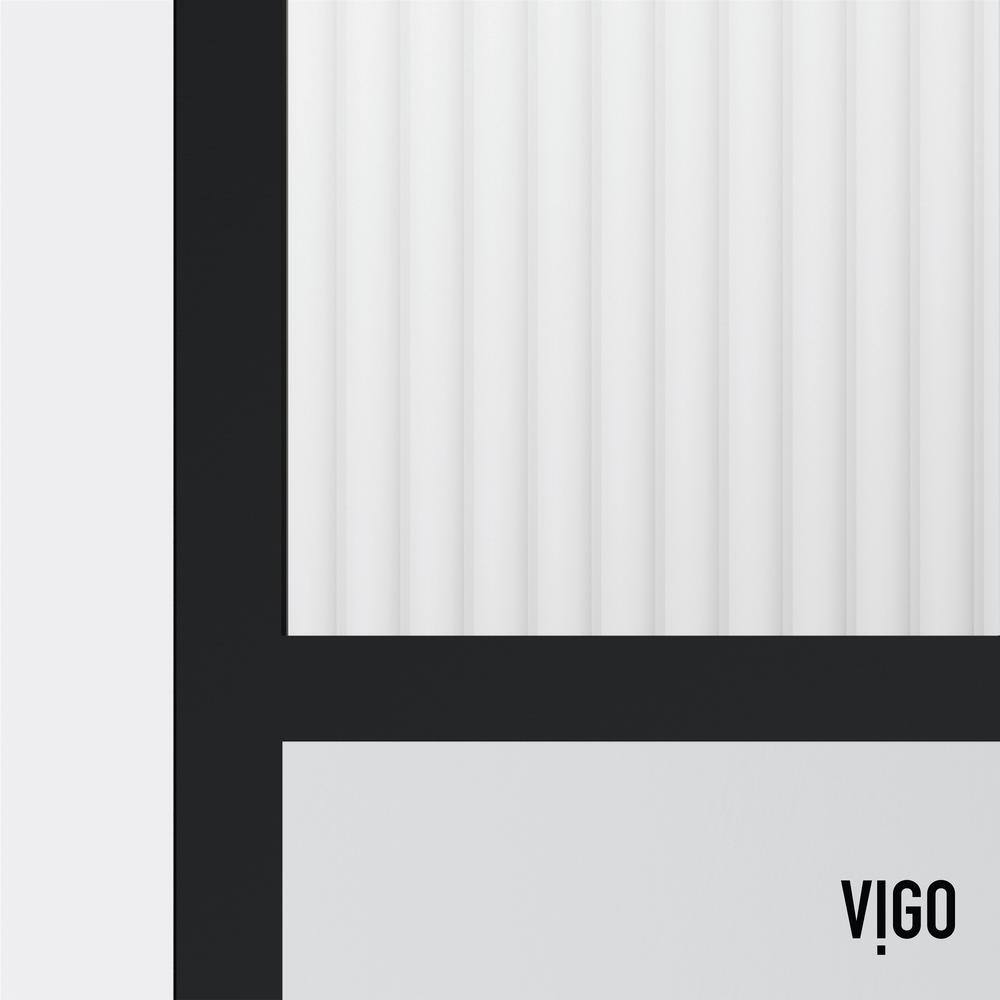 Essex Matte Black 34" x 74" Framed Fluted Glass Shower Screen