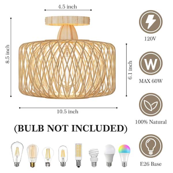 Tivleed 10.4 in. 1-Light Bohemian Recessed Mount with