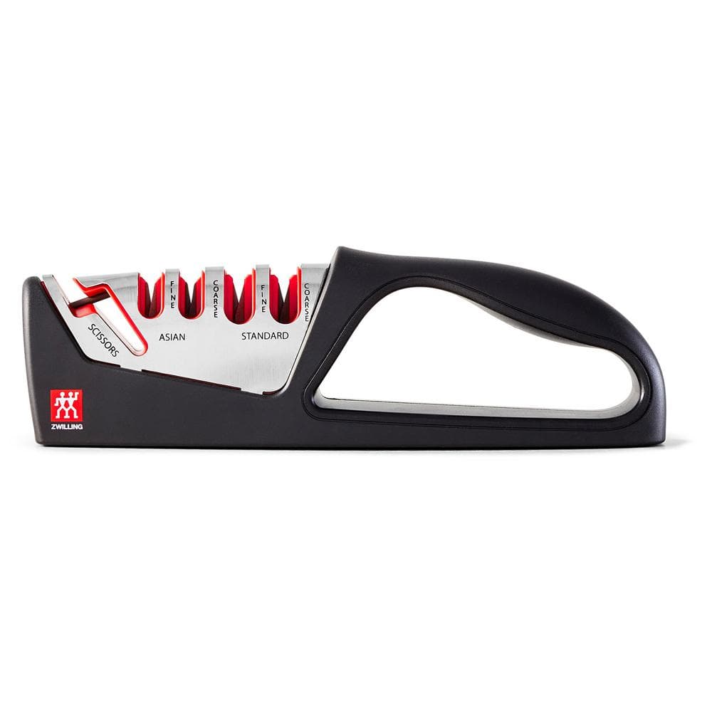 ZWILLING Sharpener Course and Fine-Grit Ceramic Manual 4-stage Pull-Through Knife Sharpener with Shear Sharpener