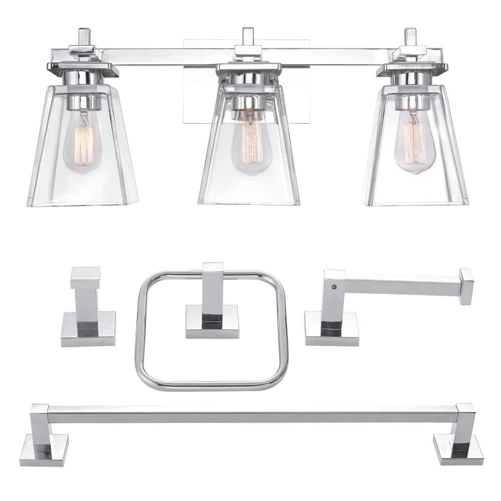 Globe Electric Yorke 5-Piece Chrome All-In-One Vanity Light Set 51413 ...