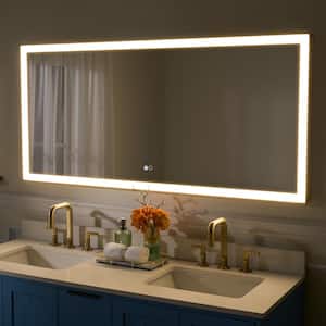 60 in. W x 28 in. H Rectangular Framed Wall LED Light Bathroom Vanity Mirror in Gold,Dimmable Anti-Fog,Easy Installation