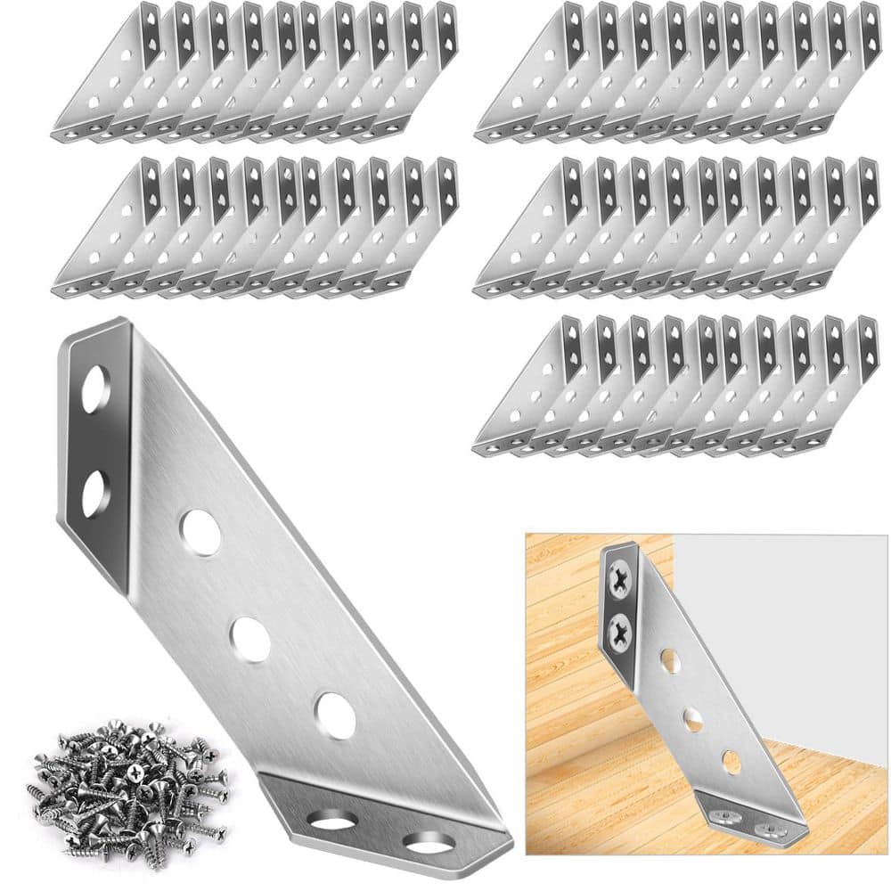 Universal Stainless Steel Furniture Corner Connector with Screws, Angle Corner Bracket for Shelve and Cabinet (50-Pack) price history on PriceWatchPro