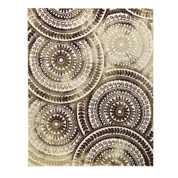 Home Decorators Collection Spiral Medallion Ivory/Brown 5 ft. x 7 ft. Area Rug