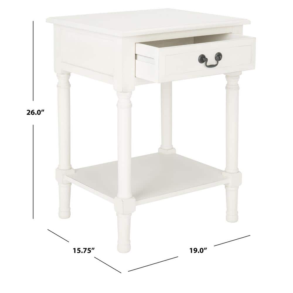 Whitney Distressed White Solid Wood 1-Drawer Accent Table