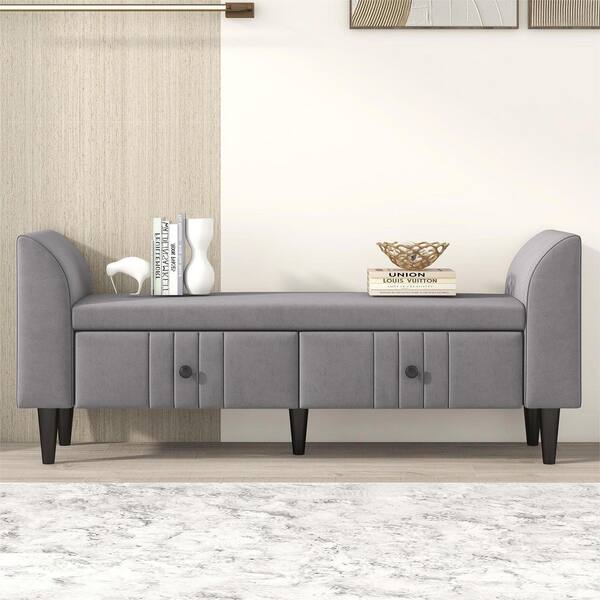 Upholstered storage deals bench with drawers