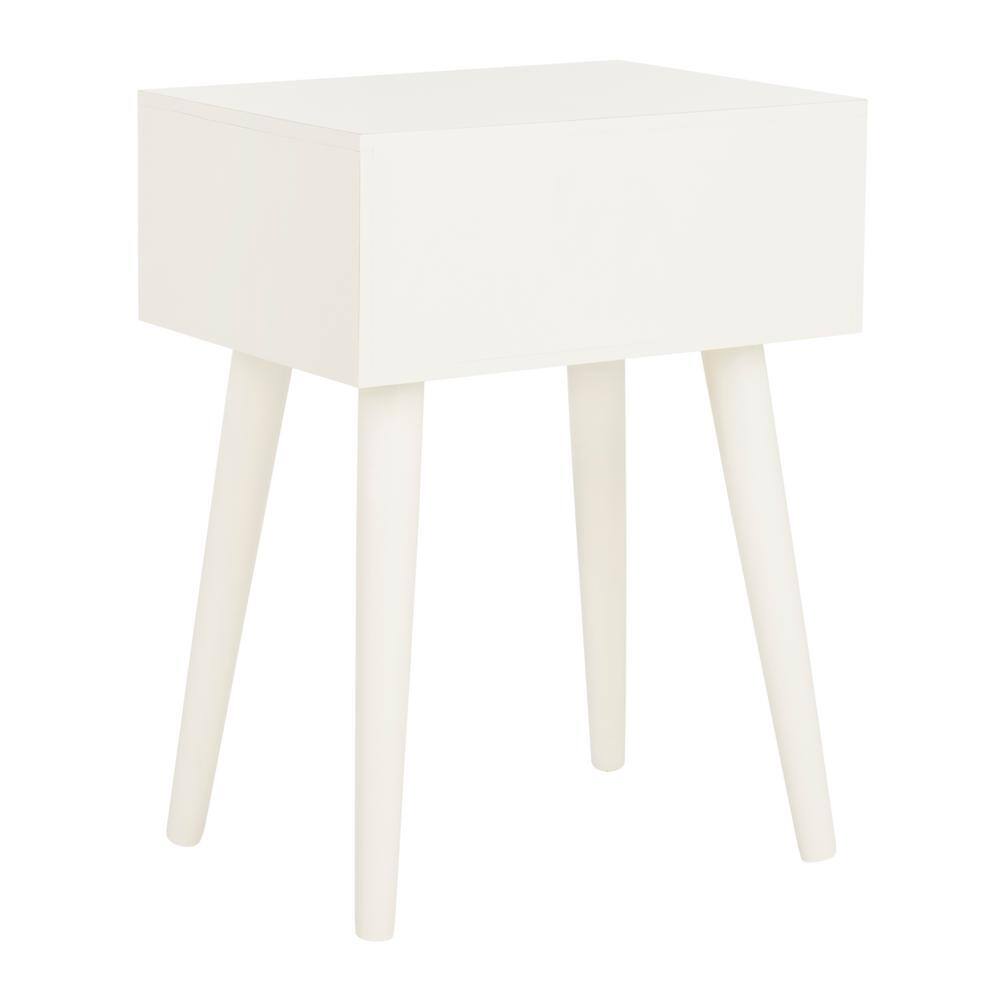 Lyle Transitional Rectangular Pine Wood Side Table with Storage - Distressed White
