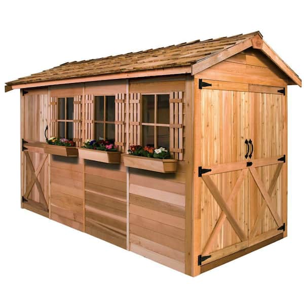 Cedarshed Boathouse 17 ft. W x 11 ft. D Wood Shed with Dual Doors (160 sq. ft.)