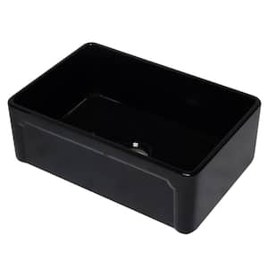 AB3020SB-BG Farmhouse Fireclay 29.75 in. Single Bowl Kitchen Sink in Black Gloss