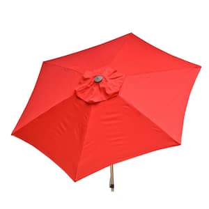 8.5 ft. Aluminum Manual Push-Up Tilt Patio Umbrella in Red Polyester
