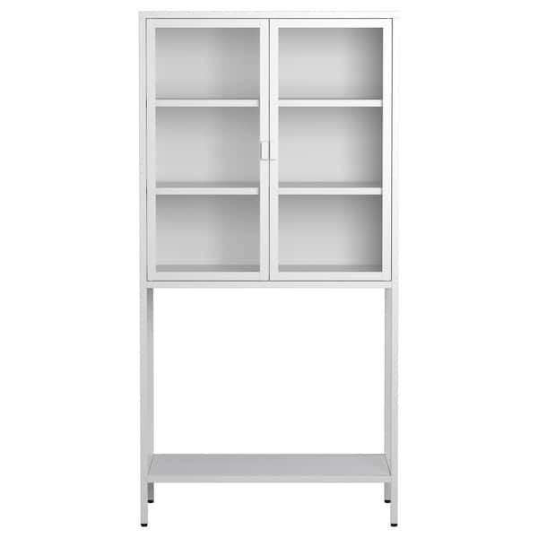 30 in. W x 14 in. D x 59 in. H White Linen Cabinet, 59 in. H Heavy Duty Metal Storage Cabinet, Sideboards and Buffet
