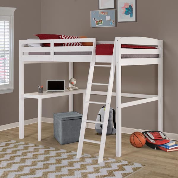 Full Size High Loft Bed, Wood Frame Full Size Loft Bed With Desk