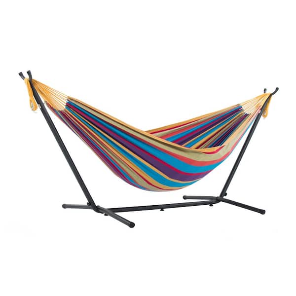 Vivere 9 ft. Double Cotton Hammock with Stand in Tropical
