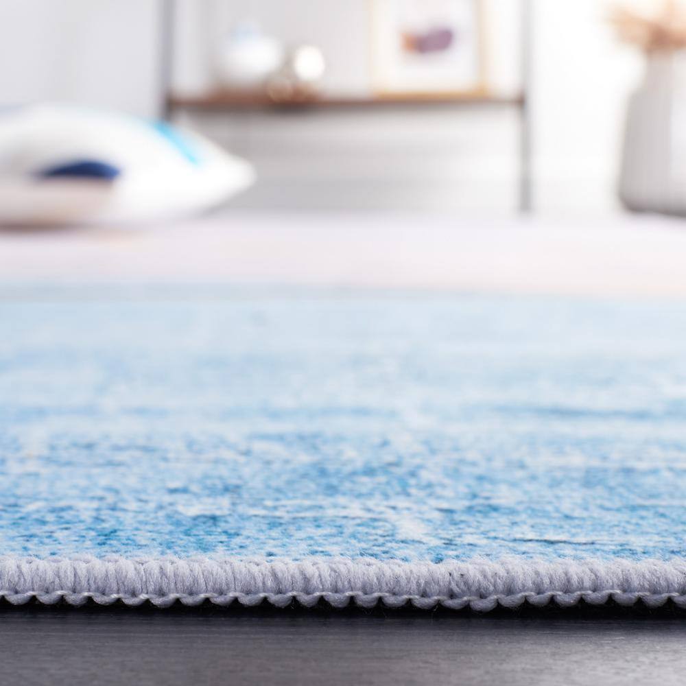 Blue and Beige Abstract Washable 9' x 12' Area Rug