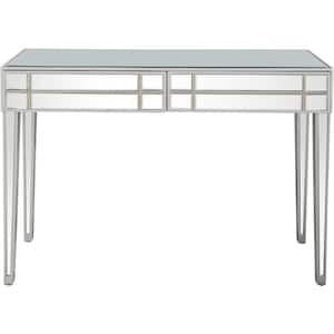 Vera 48 in. Clear Rectangle Mirrored Glass Console Table with Drawers