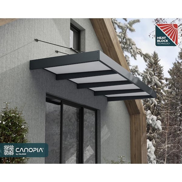 Sophia 5 ft x 13 ft. Gray/White Opal Door and Window Awning