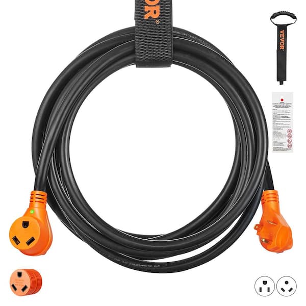 VEVOR RV Extension Cord 50 ft. 10/3 30 Amp 125 Volt RV Marine Extension Cord with Lighted End