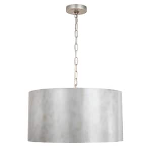 Timeless Home 20 in. 3-Light Vintage Silver Pendant Light, Bulbs Not Included