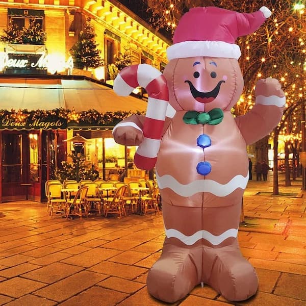 5 ft. Tall x 2.5 ft. W Red, Brown and White Plastic Gingerbread Man Inflatable