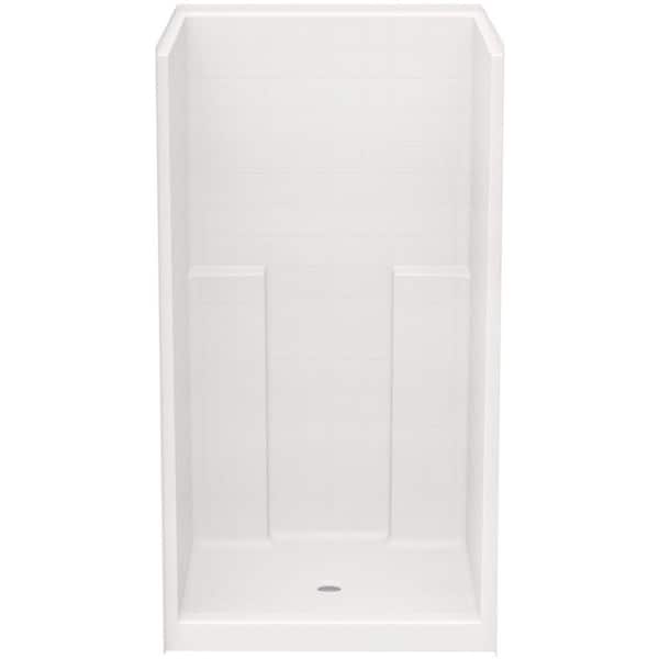 Everyday Smooth Tile 42 in. x 42 in. x 76 in. 1-Piece Shower Stall with Center Drain in White