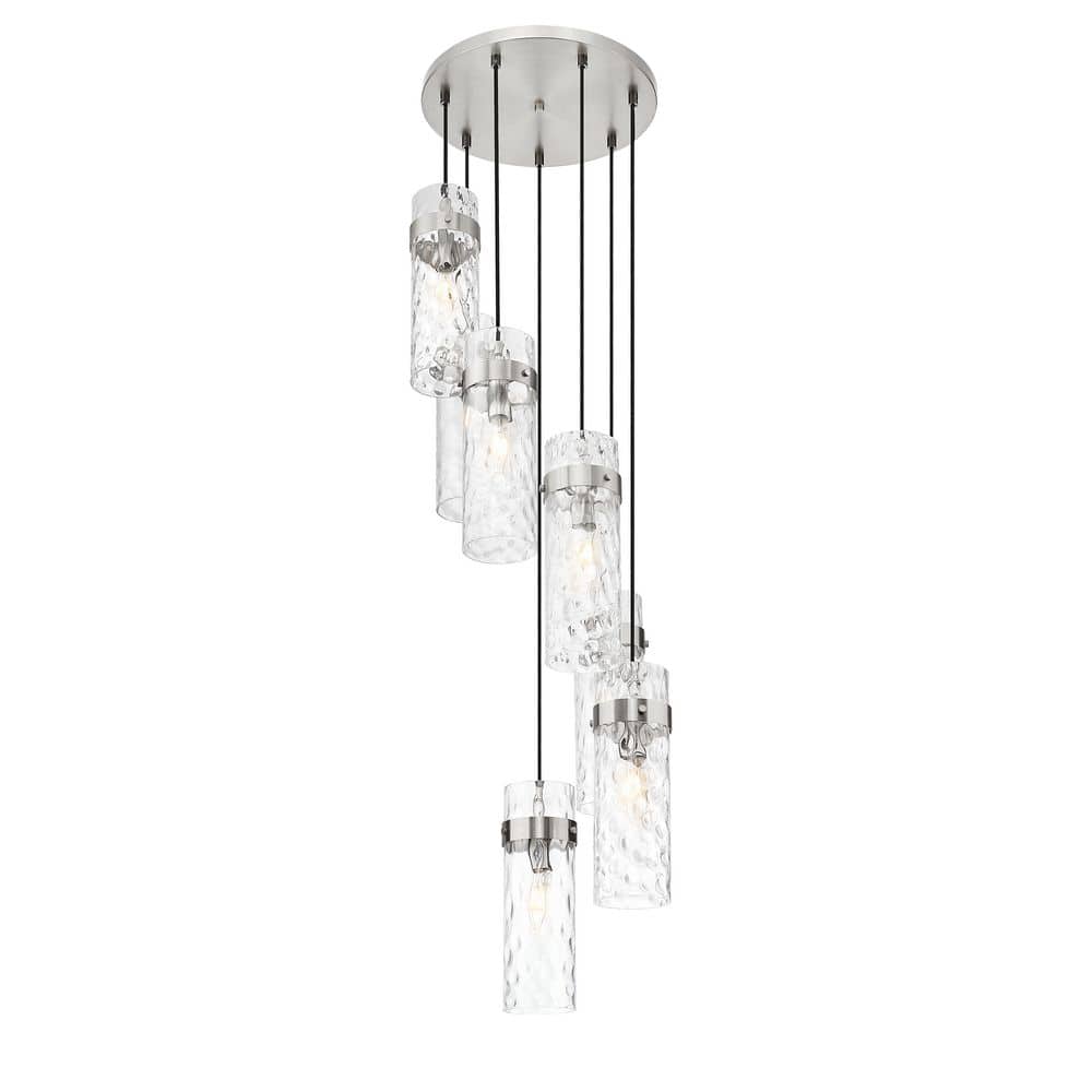 Fontaine 7 Light Brushed Nickel Chandelier for Indoor Use with No Bulbs Inc