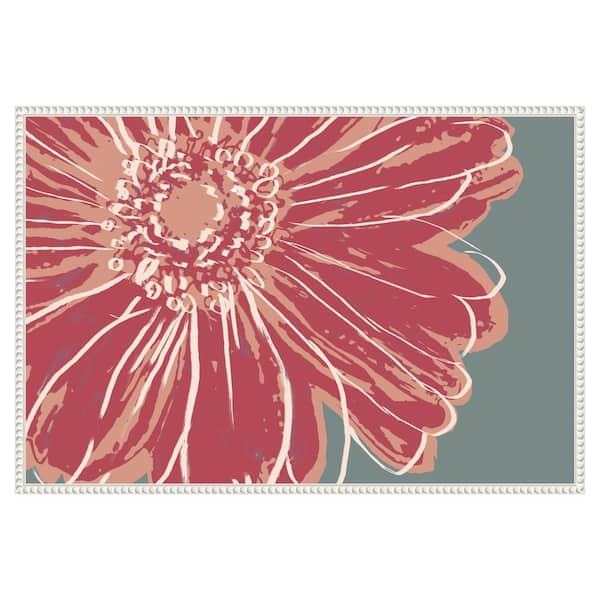 Amanti Art Flower Pop Sketch IV Red by Marie Elaine Cusson 33 in. W x 23 in. H. Canvas Wall Art Print Framed in White