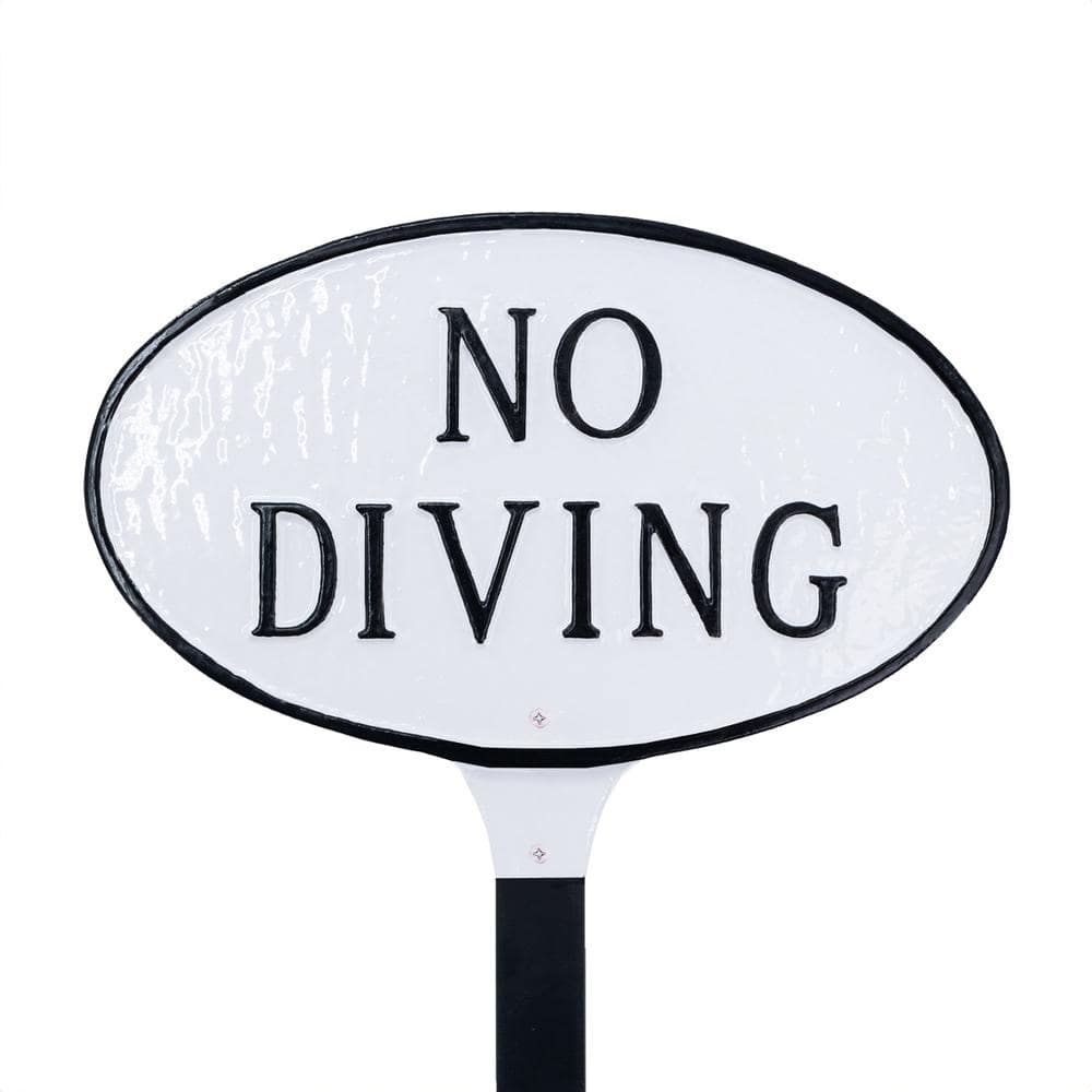 "6"" x 10"" No Diving Small Oval Statement Plaque with Lawn Stake - White/Black" price history on PriceWatchPro